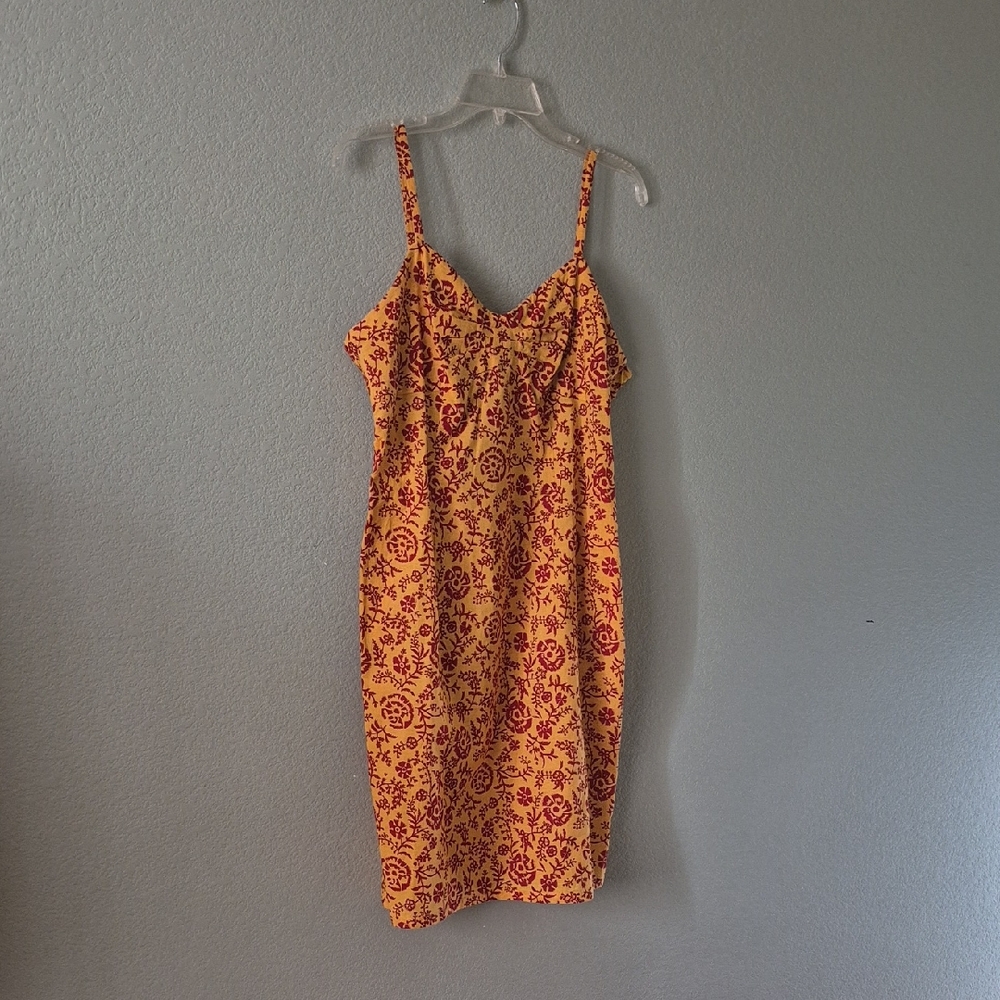 Jones New York Yellow and Red Floral Midi Dress